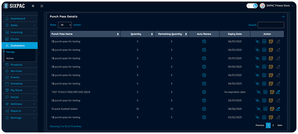 Business dashboard